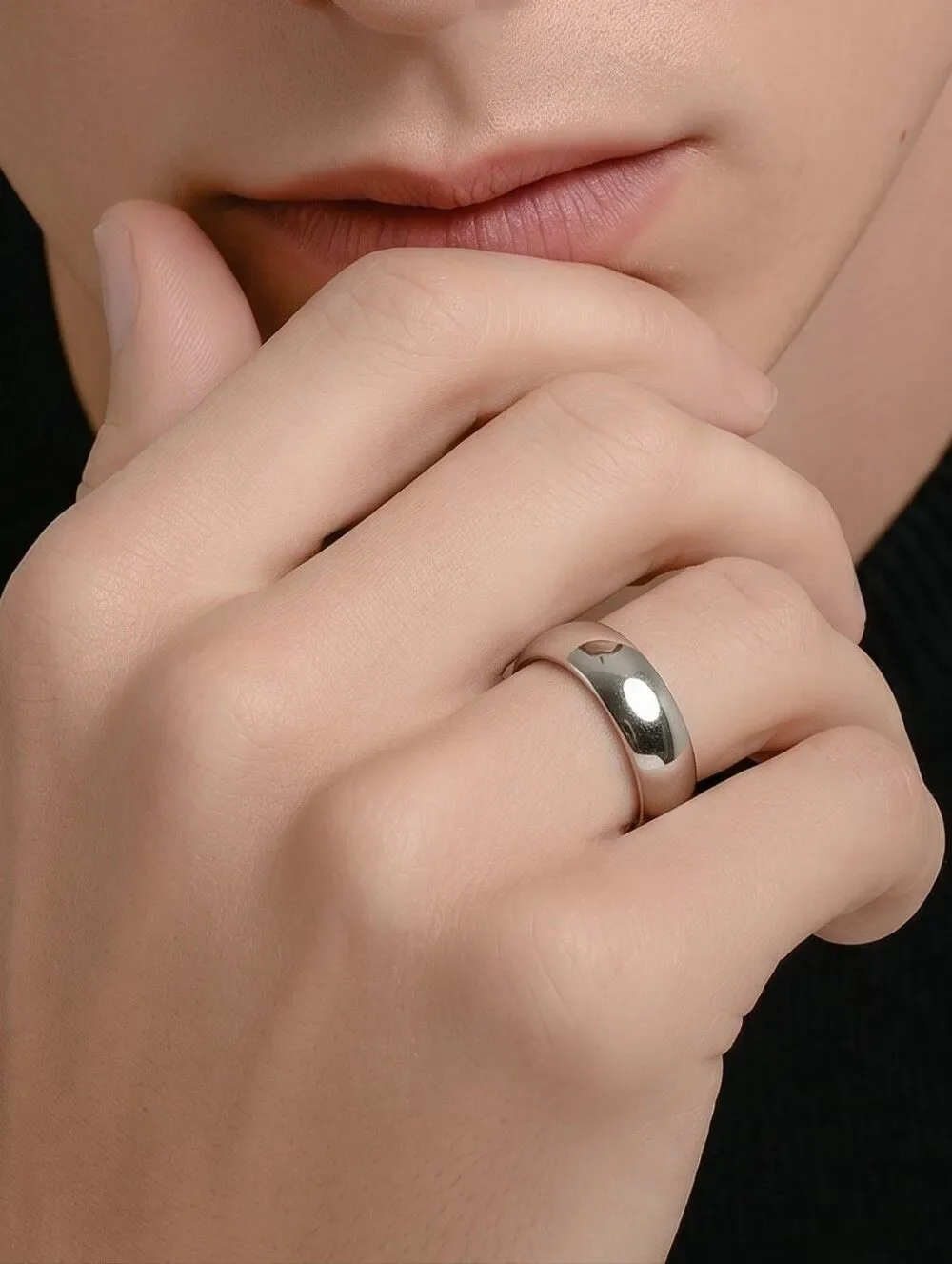 Titanium Steel Ring Size 11 Silver Dome 6mm Comfort Wedding Band Classic Clean